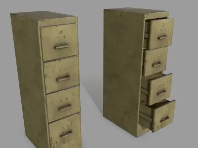 Cabinet wooden box Low-poly 3D model