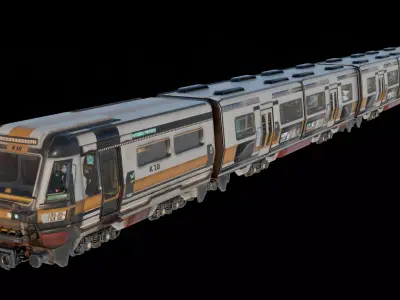 Sci-Fi Futuristic Metro Train Fully Rigged  High-Detail 3D model