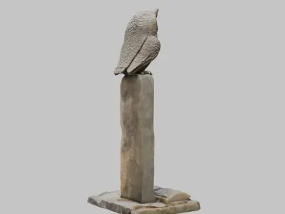 Stone Owl Guardian Statue 3D Model Low-poly 3D model
