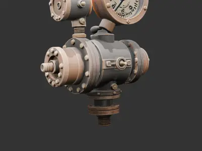 Steampunk Pressure Valve Low-poly 3D model