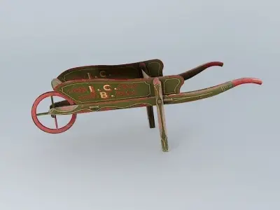 Edwardian Wooden Wheel Barrow Free 3D model