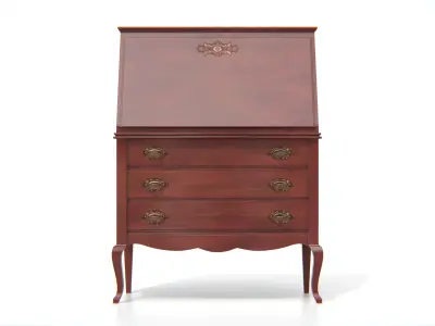 Antique Secretary Desk with Drawers Low-poly 3D model