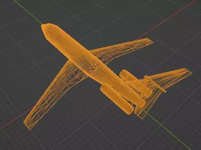 Fictional Twin Rear Engine Jetliner DC-9-20 Inspired series 3D model