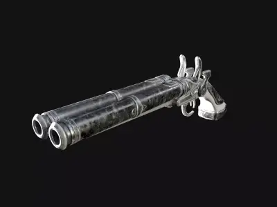 Flintlock Pistol-Shotgun Hybrid Game Ready 3D Weapon Low-poly 3D model