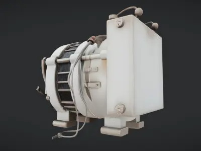 industrial electric motor with exposed wires 3D model