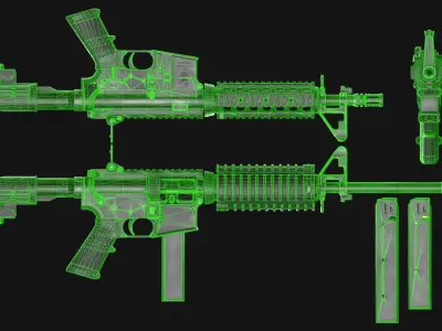 Colt 9mm SMG - R0991 - R0992 - AR6951 Carbine - Game Asset Low-poly 3D model