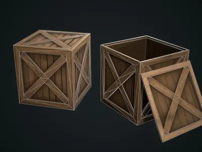 Wooden Cube Low-poly 3D model