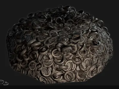 Low Poly PBR Tyre Pile Low-poly 3D model