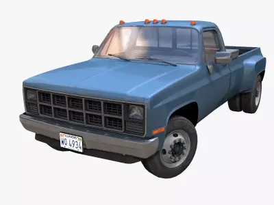 Pickup truck 1ton Low-poly 3D model