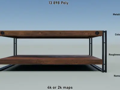 Low Table Manchester Low-poly 3D model