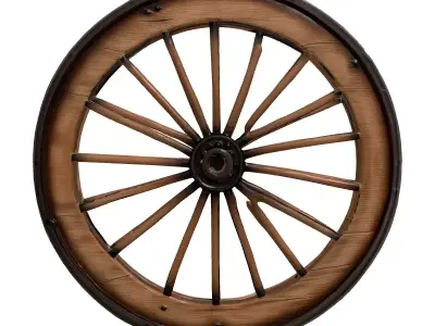 Broken Wooden Wagon Wheel 3D model