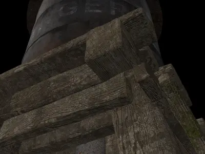 Industrial Water Tower Low-poly 3D model