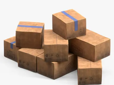 Cardboard Box Low-poly 3D model shop