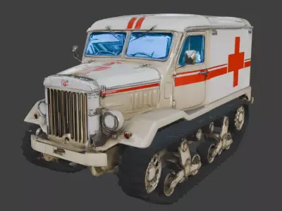 Sci-Fi Military Half-Track Ambulance Low-poly 3D model