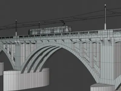 Bridge with Stadler tram 3D model