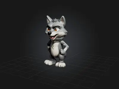 Cartoon Wolf Low-poly 3D model