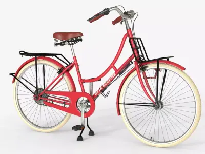 Red Vintage City Bicycle 3D model