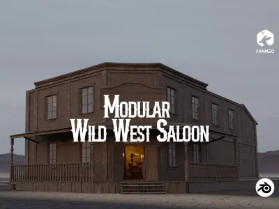 Modular - Wild West Saloon - Blender and FBX Low-poly 3D model