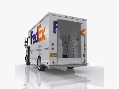 Mail Trucks Collection Low-poly 3D model