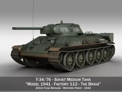 T-34-76 - Model 1942 - Soviet tank - The Brave 3D model