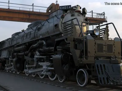Locomotive Big Boy with Trailed Tender Rigged 3D model