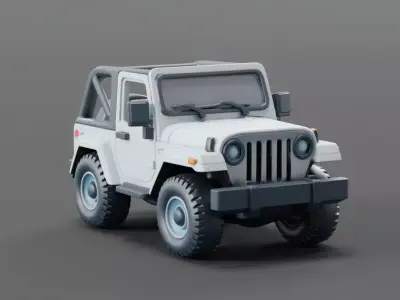  White Jeep 3D Model Low-poly 3D model