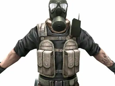 R4 Gas mask Army Soldier Low-poly 3D model