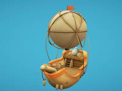 Balloon Boat Low-poly 3D model
