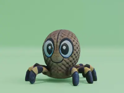 Plush Spider Toy Baby Cute Big Head Low-poly 3D model