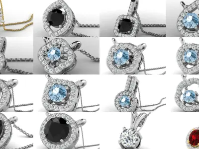 3DM 107 GEMSTONE STUD PENDANT FILES 3D Model Pack