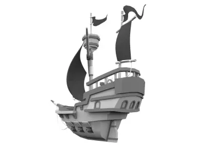 Cartoon Pirate Ship Low-poly 3D model