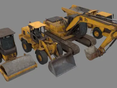 Construction Vehicle pack Low-poly 3D model