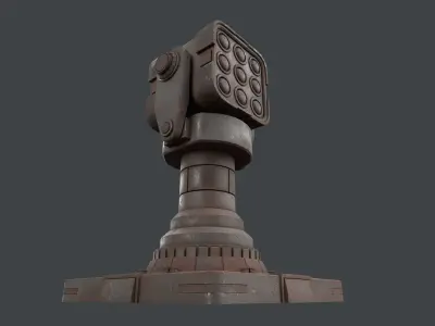 Simple 3x3 Rusty Missile Turret 3D model