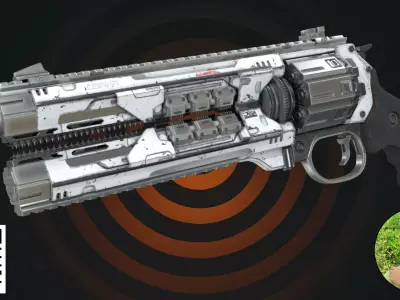 Cyberpunk Energy Revolver White Edition 3D model
