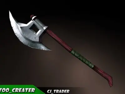 Fantasy Axe Lowpoly 3D Model Low-poly 3D model