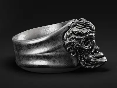 skull monkey ring-jewellry-3dprint 3D model