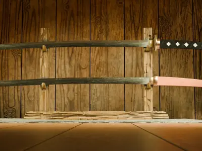 Low Poly Katana Low-poly 3D model