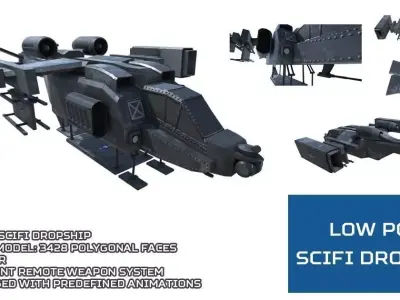 Low Poly Scifi Dropship Low-poly 3D model