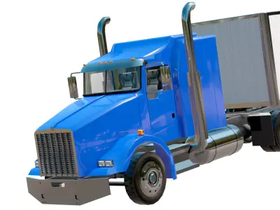 semi truck heavy duty american design low poly Low-poly 3D model