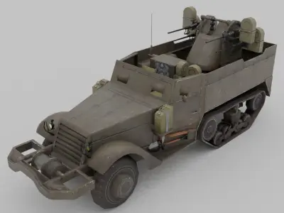 M16 MGMC meat chopper AA Gun Halftrack  Low-poly 3D model