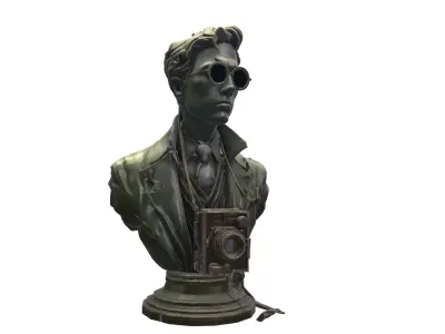 Victorian Photographer Bust with Vintage Camera 3D model