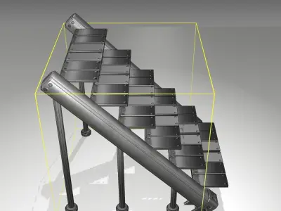 Futuristic Stairs - 16 - Basic Textures Low-poly 3D model