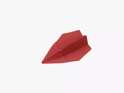 Paper Plane Red Low-poly 3D model