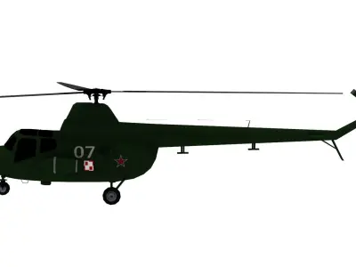 Lowpoly Mi 1 Hare Helicopter 3D Model Low-poly 3D model