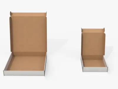 Mailer Boxes - White Low Profile Set 3D model