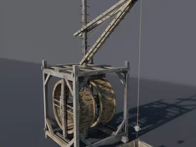Medieval treadwheel crane Low-poly 3D model buy
