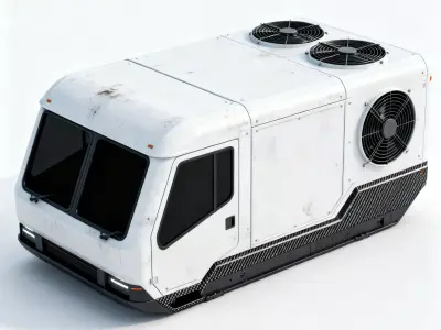 Realistic Sci-Fi Hover Van 3D Model Low-poly 3D model