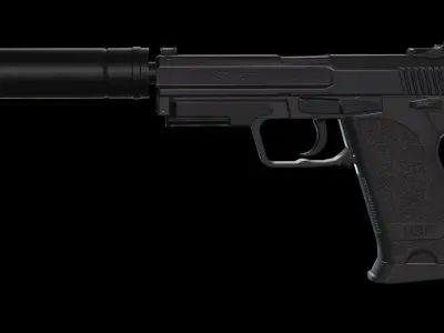 HK USP Game-Rady asset Low-poly 3D model