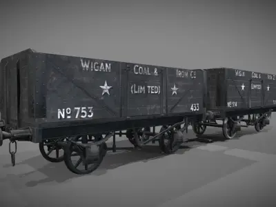 Coal wagons Low-poly 3D model