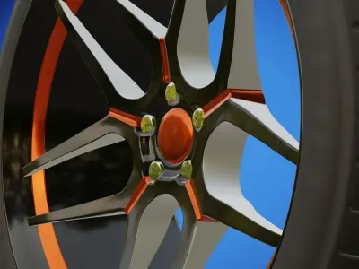Sports Car Wheel - Rim with Tire Low-poly 3D model